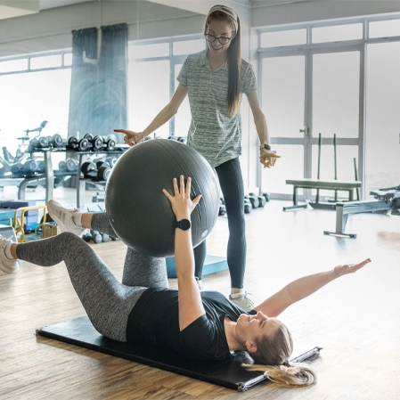 Chronic Pain Columbia TN Woman With Physical Therapy Ball